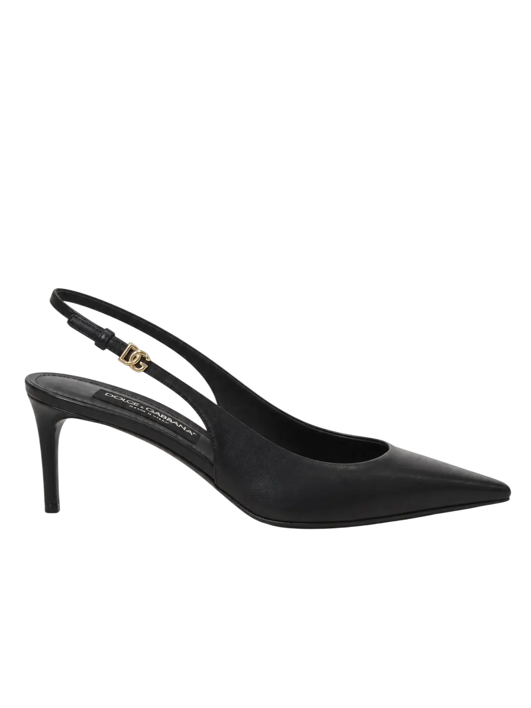 D&G Black Leather Slingback