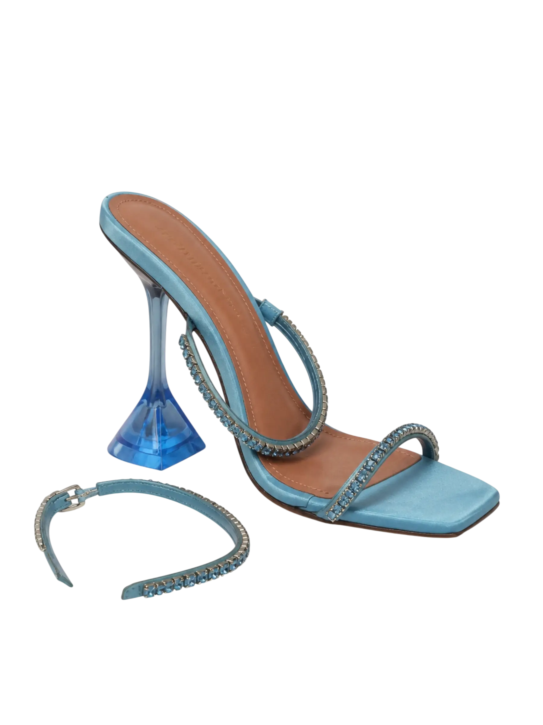 Amina Muaddi blue heels
