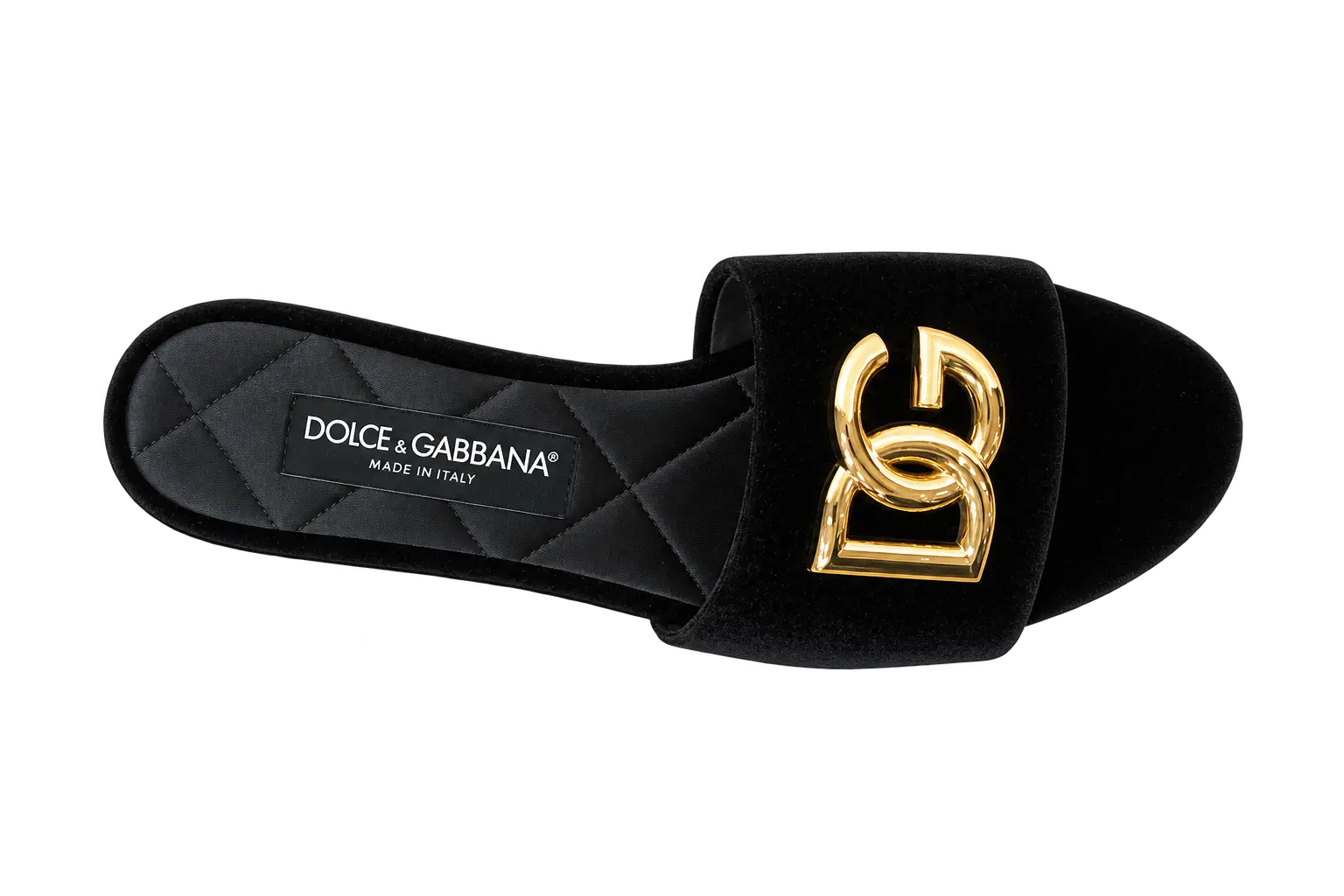 D&G Velvet Black Sliders