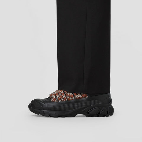 Lace Detail Leather and Nylon Arthur Sneakers