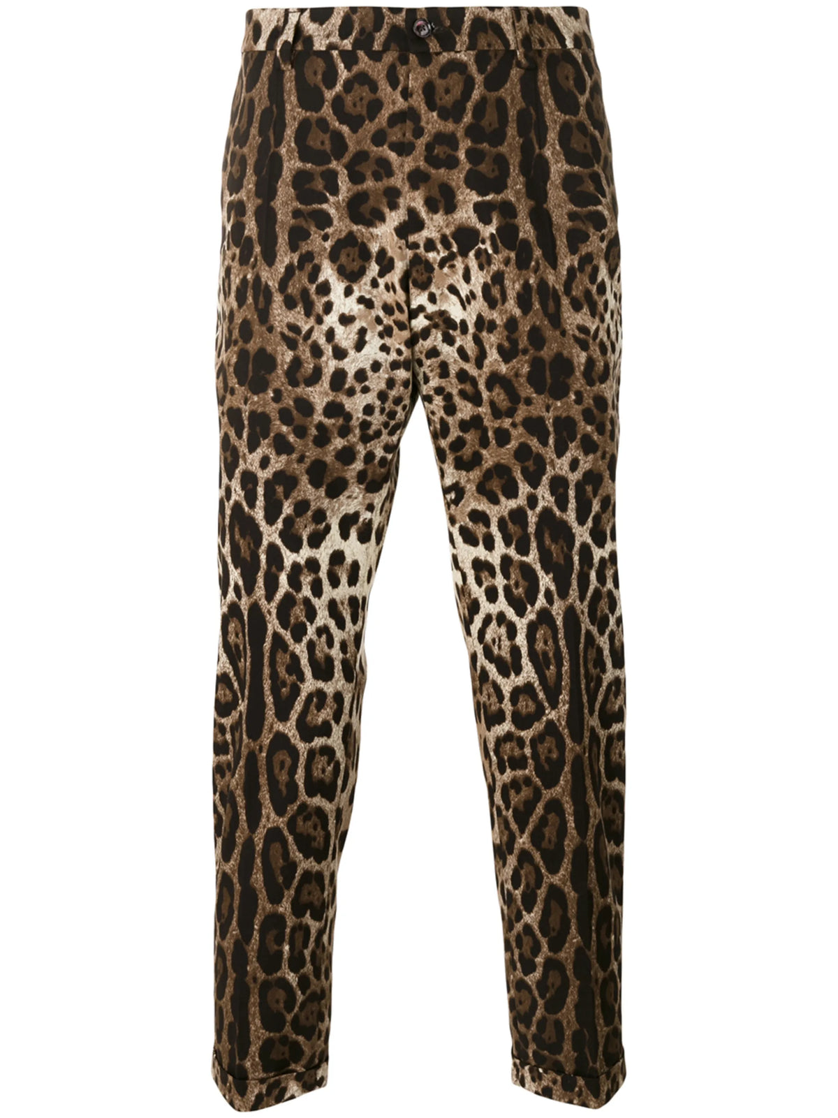 leopard-print straight-leg trousers
