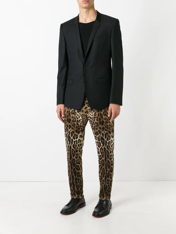 leopard-print straight-leg trousers