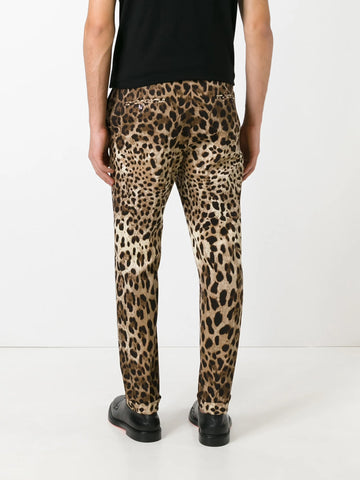 leopard-print straight-leg trousers