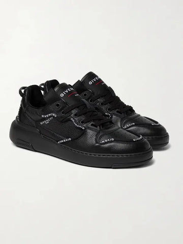 Wing logo-print full-grain leather sneakers