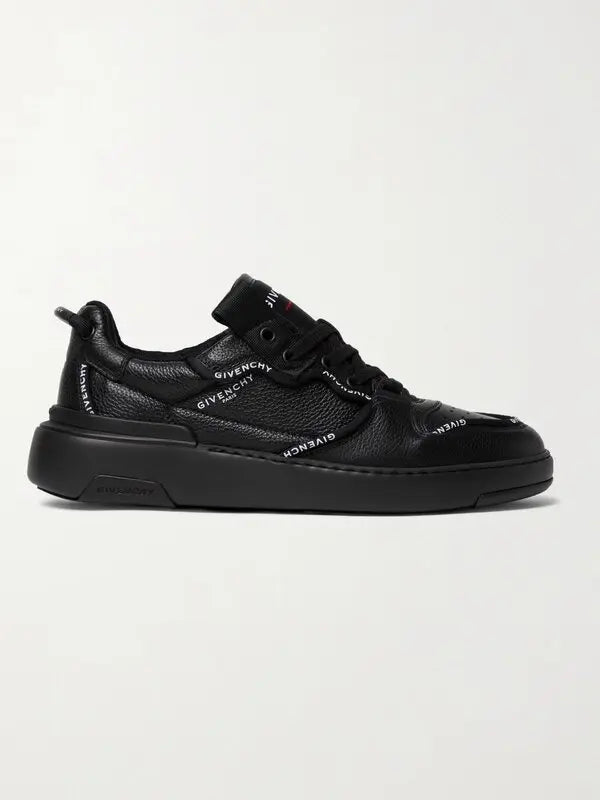Wing logo-print full-grain leather sneakers