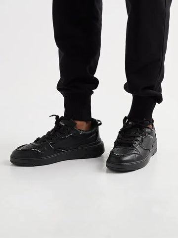 Wing logo-print full-grain leather sneakers