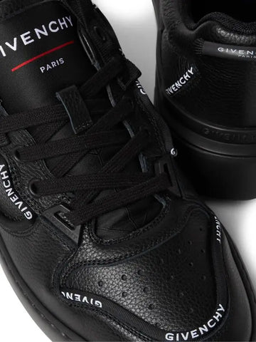 Wing logo-print full-grain leather sneakers