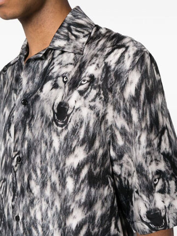 Wolf-print Silk Shirt
