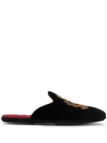 Embroidered Velvet Slippers