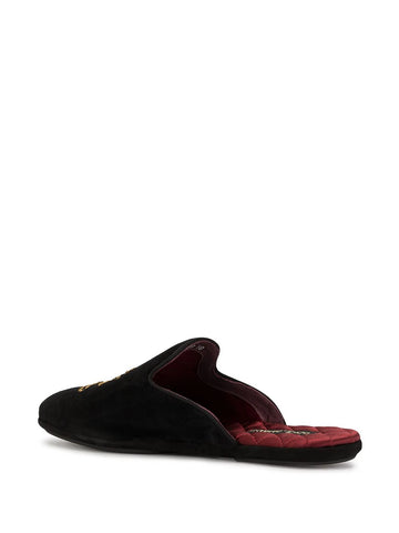 Embroidered Velvet Slippers