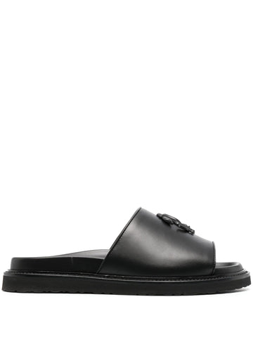 logo plaque leather slides