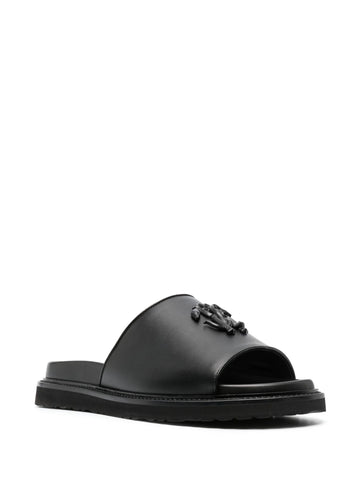 logo plaque leather slides