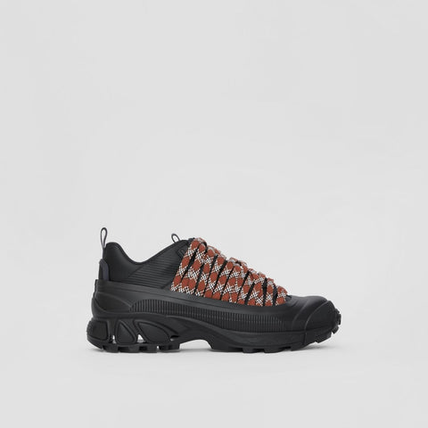 Lace Detail Leather and Nylon Arthur Sneakers