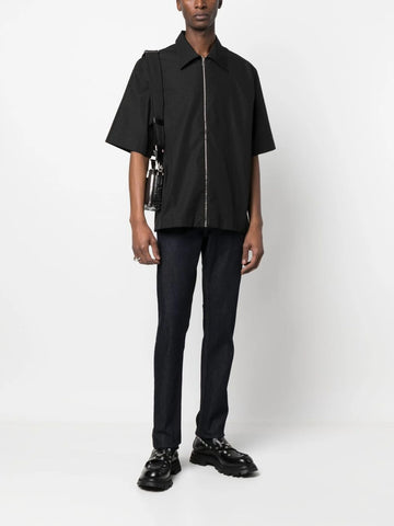 zip-up cotton shirt