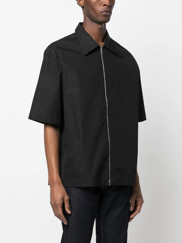 zip-up cotton shirt