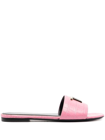 Logo-plaque crocodile-effect sandals