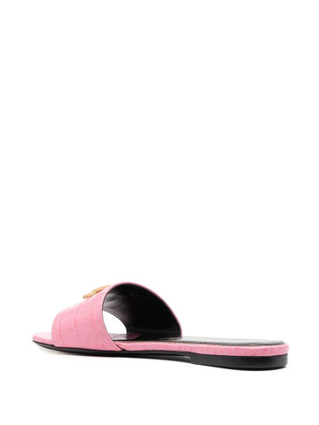 Logo-plaque crocodile-effect sandals
