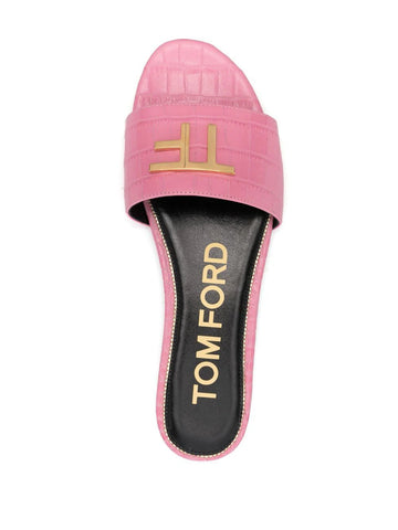 Logo-plaque crocodile-effect sandals