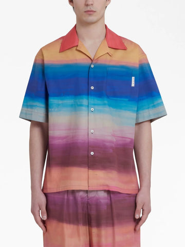 painterly print cotton shirt