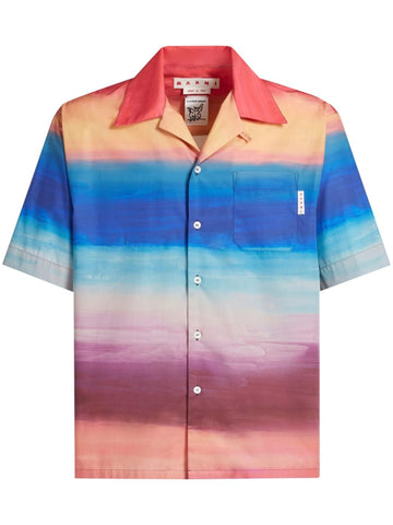 painterly print cotton shirt