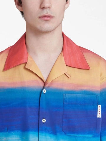painterly print cotton shirt