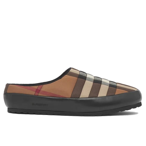Check Nylon and Lambskin Slippers