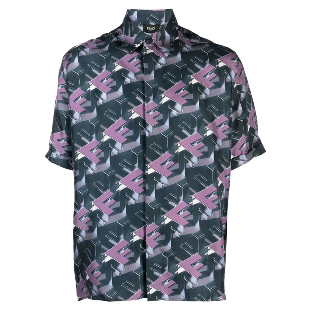 Block-print silk shirt
