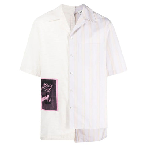 Asymmetric patchwork cotton shirt