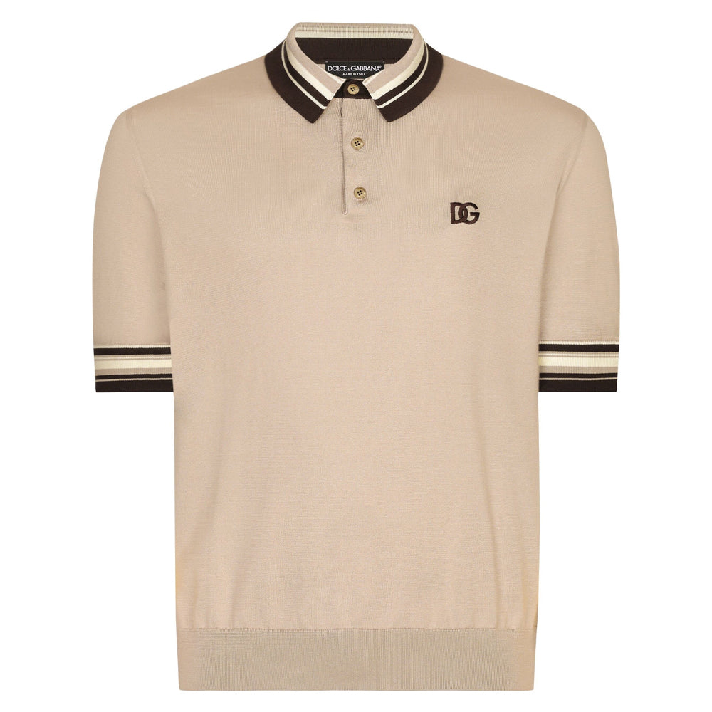 logo embroidery silk polo shirt