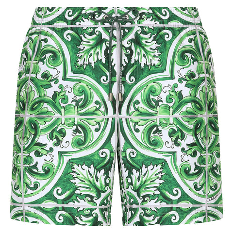 majolica print swim trunks