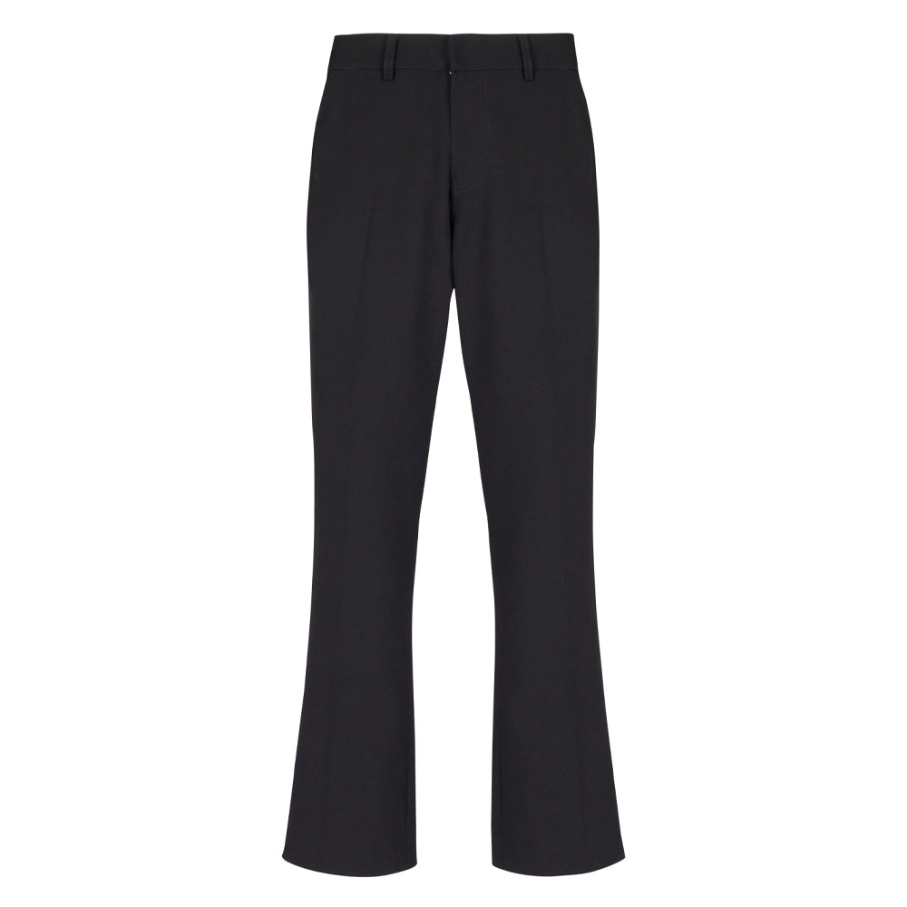 crepe textured flared cropped trousers