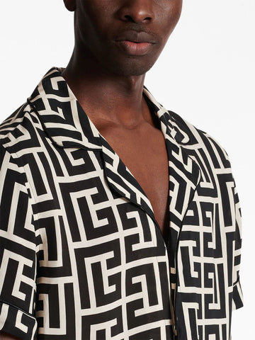 Monogram-print short-sleeve shirt