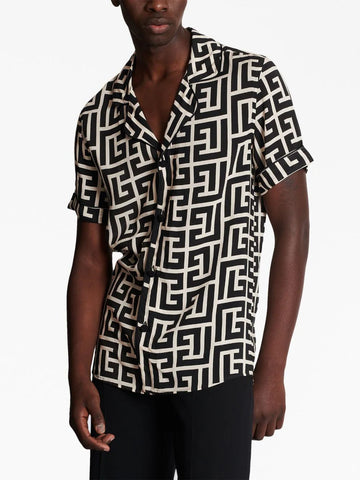 Monogram-print short-sleeve shirt