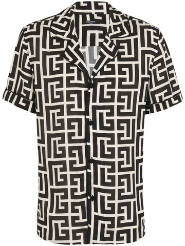 Monogram-print short-sleeve shirt