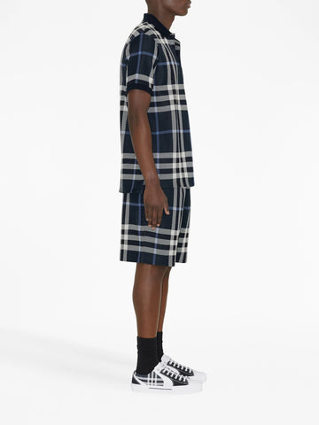 tartan short-sleeved polo shirt
