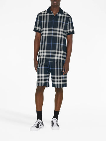 tartan short-sleeved polo shirt