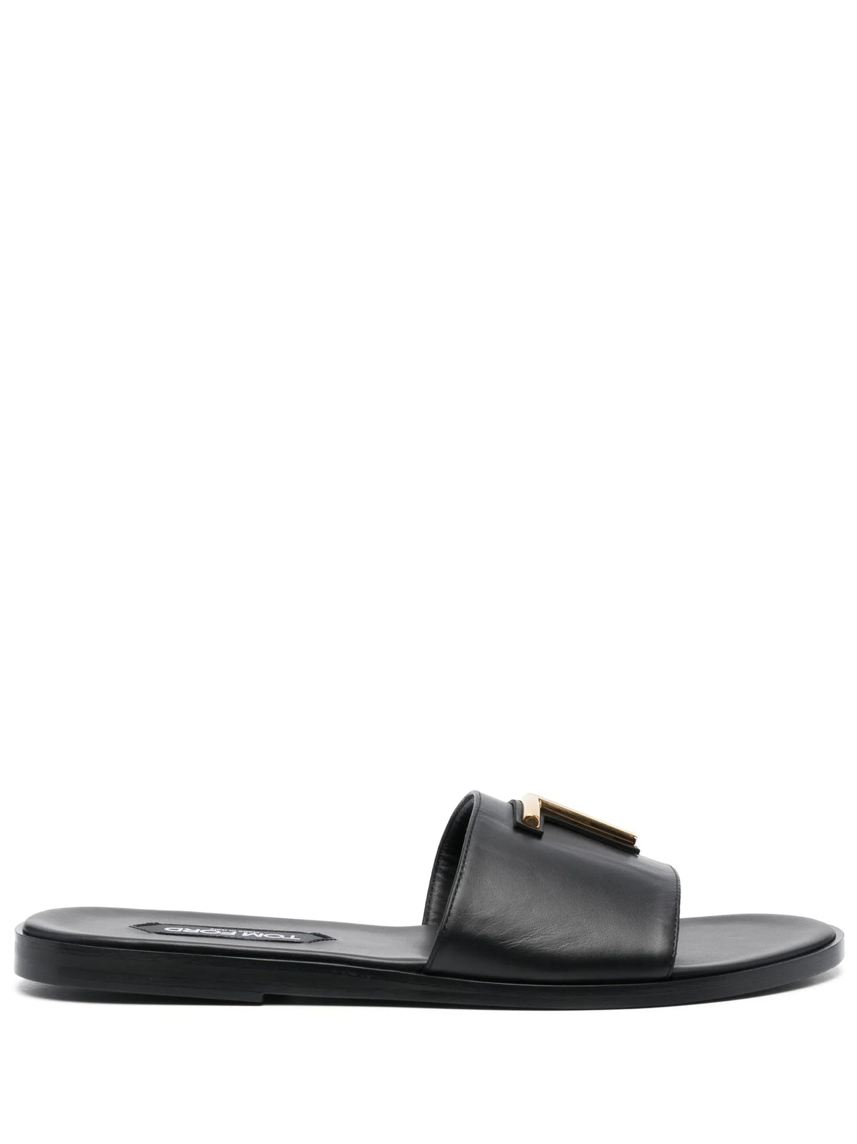 T logo buckle leather belt