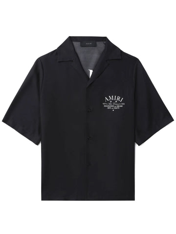 logo print short-sleeve silk shirt