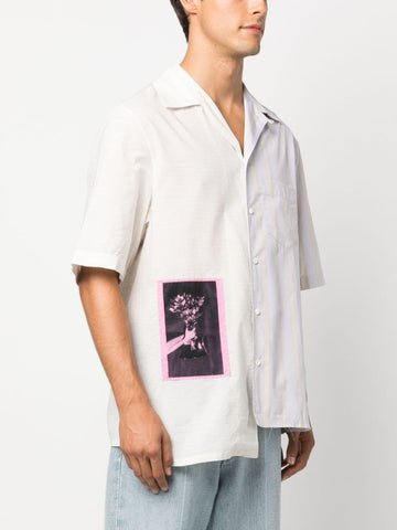Asymmetric patchwork cotton shirt
