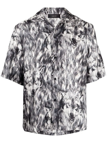 Wolf-print Silk Shirt