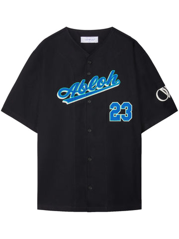 varsity print cotton shirt