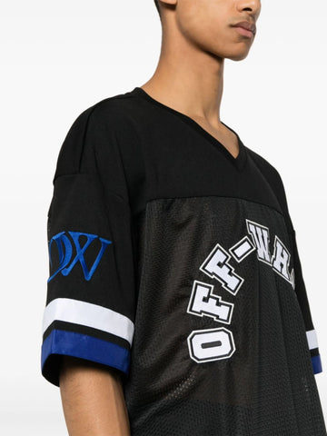 logo appliqué panelled T-shirt