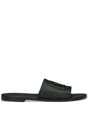 logo embellished deerskin slides