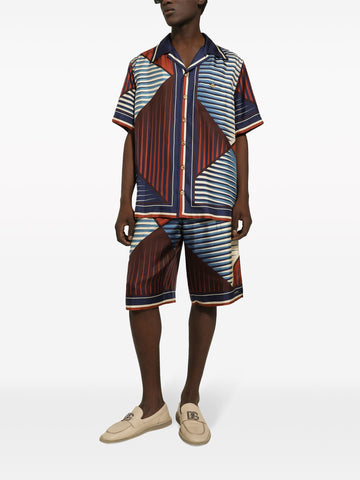 geometric-print silk shirt