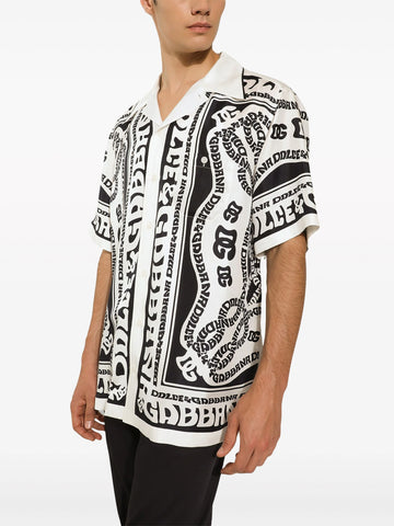 Marina print silk twill shirt