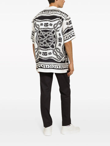 Marina print silk twill shirt