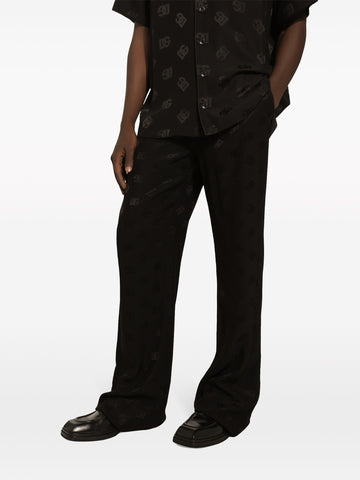 monogram jacquard straight-leg trousers