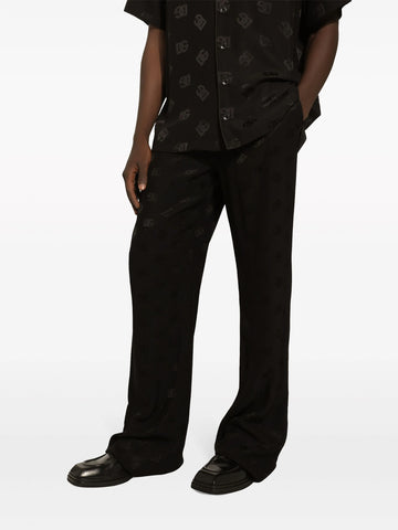 monogram jacquard straight-leg trousers