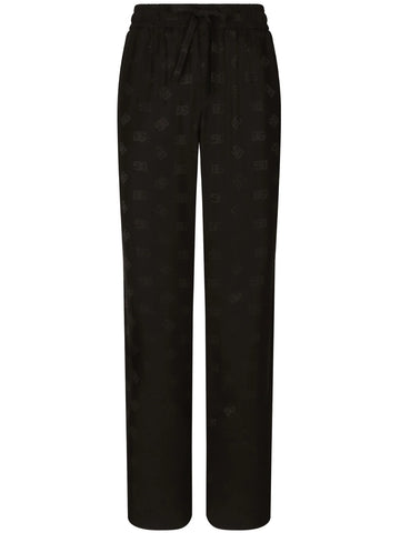 monogram jacquard straight-leg trousers