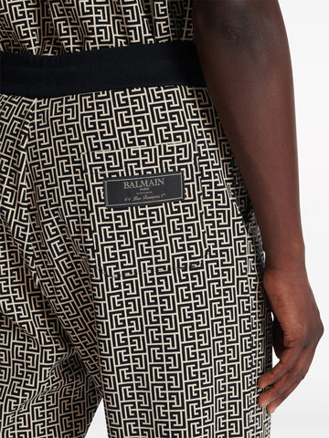 monogram-jacquard drawstring-waistband track pants